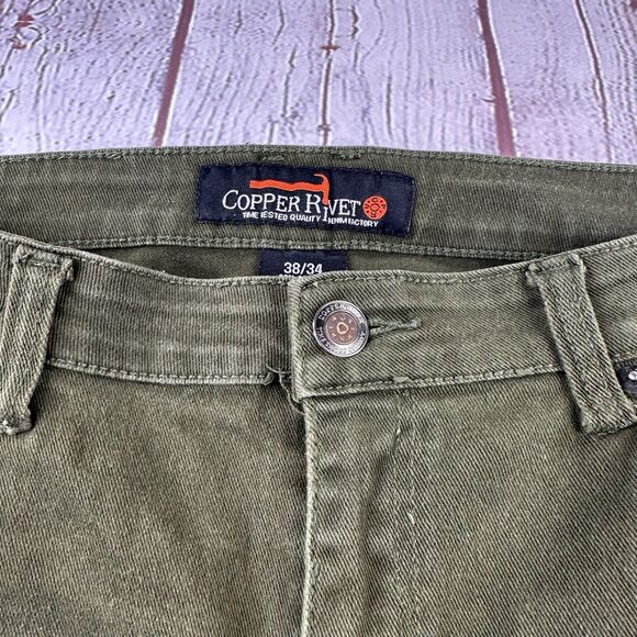 Copper Rivet Green Mens Denim 38x34  Distressed Jeans - Picture 3 of 11